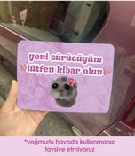 Resim Elioure Üzgün Hamster Pembe Araba Magneti 