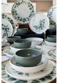 Resim Keramika Okaliptus 24 Parça 6 Kişilik Yemek Takımı Yeşil 