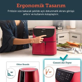Resim Cosori Premium XXL Airfryer 5.5 lt Yağsız Kırmızı Fritöz - TEŞHİR 