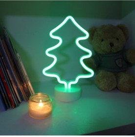 Resim Youtek Yeşil Neon Ağaç Desenli Led Gece Lambası, Usb Ve Pil İki Fonksiyonlu, Yatak Odası Dekorasyonu Işıklı Aksesuarı Diğer 