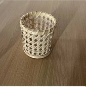 Resim Hightower Beyaz Örgü Rattan Çatal Kaşık Standı - Mutfak & Yemek Masası Dekorasyonu 