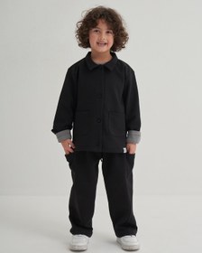 Resim Unisex Çocuk İnterlok Yandan Cepli Pantolon Siyah - 5-6 Yaş 