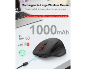 Resim Büyük Eller Için Redragon Büyük Kablosuz Oyun Faresi, Tri-Modlar Kablolu Şarj Edilebilir Ergo Rgb Fareşi, 2 Yan Düğmeli, 6 Arka Aydınlatmalı Mod, Programlanabilir Makro Oyuncu Faresi 