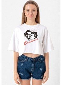 Resim Casablanca We'll Always Have Beyaz Kadın Crop Tshirt Beyaz 