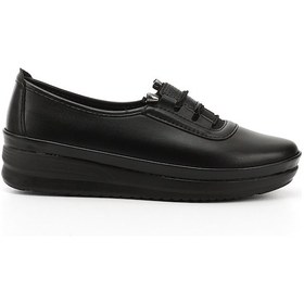 Resim Gönderi R Siyah Dolgu Taban Lastik Bağcıklı Comfort Ayakkabı Siyah 