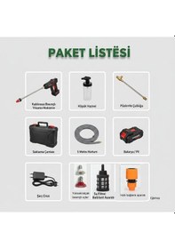Resim 96v Li-ion Bataryalı Profesyonel Yüksek Basınçlı Şarjlı Portatif Oto Yıkama Makinesi - Çantalı Set Siyah 