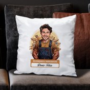 Resim Karikatürlü En İyi Erkek Marangoz Yastık 