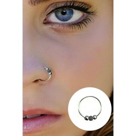 Resim Begonia Accessories 925 Ayar Gümüş, Siyah Boncuklu Halka Hızma 