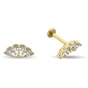 Resim Damla Pear Taşlı Altın Tragus Piercing 