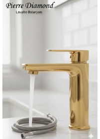 Resim 5512-1 Lavabo Bataryası Sabit Banyo Lavabosu Musluğu Musluk Armatür Beyaz Siyah Gold Krom Renkler Gold 