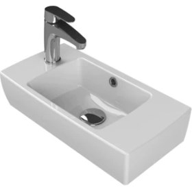 Resim Turkuaz Seramik Turkuaz Cerastyle (City) Dar Alanlar Için Özel Lavabo 25X50 (Sol) 
