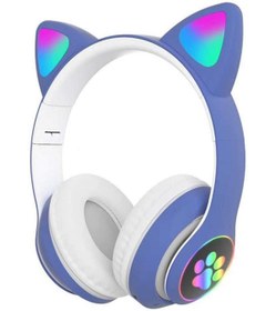 Resim Fuchsia Kedi Kulaklık LED Işıklı Bluetooth Katlanabilir Eğlenceli Mikrofonlu Kulaklık 