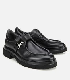 Resim HOTİÇ Erkek Deri Siyah Metal Tokalı Klasik Loafer 
