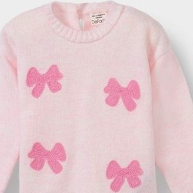 Resim Defacto Kız Bebek Bisiklet Yaka Fiyonklu Kazak F2589a525wnpn633 Pembe 