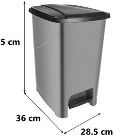 Resim Omnipazar Srl-3029 Slim Pedallı Plastik Çöp Kovası İç Kovalı 25 Lt Antrasit 
