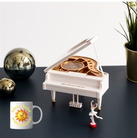 Resim Dans Eden Balerinli Piyano Müzik Kutusu Kupa Bardak Hediye Seti 