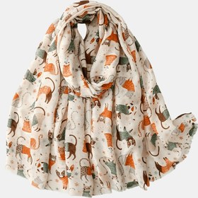 Resim Şirin Karikatür Kedi Baskılı Eşarp - Yumuşak, Nefes Alabilen Polyester Şal, Pembe, Mavi, Turuncu ve Yeşil Renklerde Oyuncak Kedi Tasarımları - Bahar ve Sonbahar Gezileri, Güneş Koruması ve Seyahatler İçin Mükemmel 
