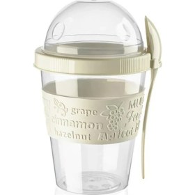 Resim Pazariz Krem Kapaklı Kaşıklı Hazırla ve Çık Meyveli Yoğurt Kabı 600 ml 