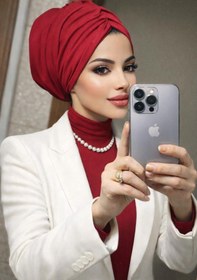 Resim Aişe tesettür Kırmızı Büzgülü Salaş Bone 