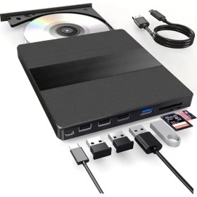 Resim SDT Group 7in1 Harici USB 3.0 ve Type-C Dvd-Rom Dvd-Rw Optik Sürücü, USB ve Type C Kablolu, Pc, Tablet, DVD Player, Desenli Tasarım Ultra Slim CD Rom Okuyucu CV540 