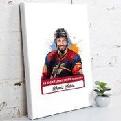 Resim Karikatürlü Erkek Buz Hokeyi Oyuncusu Kanvas Tablo 