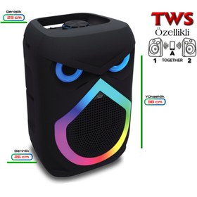 Resim Auris KLN140 25W 8 inç Mikrofonlu RGB Bluetooth Hoparlör 