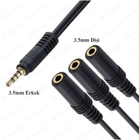Resim BK Teknoloji 3.5mm 1 Giriş 3 Çıkış Çoklayıcı 5+1 Ses Sistemi Bağlantı Kablosu 
