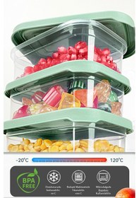 Resim 20'li Dikdörtgen Erzak Saklama Kabı Seti - Mikrodalgaya Uygun Düzenleyici Organizer Erzak Kabı Yeşil Yeşil 