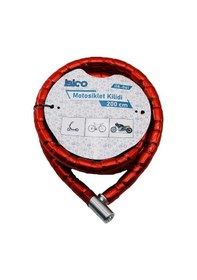 Resim Tüp Anahtarlı Metal Kafa Çelik Motor - Bisiklet Kilit Silindirik Spiral Kilit Kırmızı Kılıf22mm X 20 Çok Renkli 