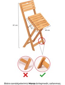 Resim Meya Dekor Sırt Ve Oturak Minderli Balkon Bahçe Mutfak 3'lü Bistro Set Katlanır Masa-sandalye 60x80 Masalı 