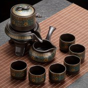 Resim 8 parça çay seti, 1 otomatik çay seti dahil, 1 adil fincan, 6 çay fincanı, tembel otomatik kung fu çay seti, ev tipi çaydanlık, taş değirmen seramik çay yapıcı, ev tipi çay fincanı, açık hava çay içme, doğum günü hediyesi, Noel hediyesi 