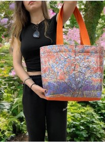 Resim Van Gogh Bahar Dalları Model Kadın Çanta Turuncu 