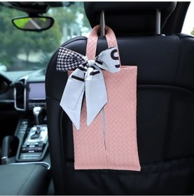 Resim Chuangyinshop Pembe Lüks Dokuma Pu Deri Araç Kağıt Mendillik Başlıklı Multifonksiyonel Desenli 