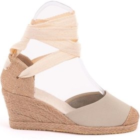 Resim Star Tombis Gerçek Elişi Bej Ipli Dolgu Topuk Keten Espadril Handmade Bej 