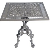 Resim Alüminyum Döküm Bahçe Masası Cg-604 75x75 Cm Kare Döküm Bahçe Masası Antrasit 