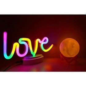 Resim Işık Kasabası 104 Love Neon Ve Küre Gece Lambası, 3d,yazılı Konsept Renkli 