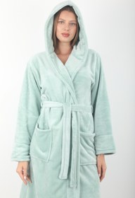 Resim Wild Love Kadın Kapşonlu %100 Bambu Kısa Sabahlık 