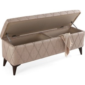 Resim Sandıklı Puf Vavonni 140 Cm Nervür Kapitone Amortisör Kapaklı A Kalite Krem 