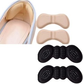 Resim Stiletto,Kundura Ayakkabı Arkası Aşınma, Topuk Vurma Önleyici, 3-4 mm Ayakkabıda ki Boşluğu Alma-Küçültme Pedleri (1 Çift, 4mm Krem+ 1 Çift 3 mm Siyah) 