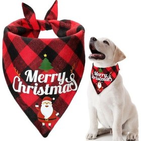 Resim 1 Adet Yıkanabilir Ayarlanabilir Noel Bandanası, Köpek Üçgen Atkısı Evcil Hayvan 