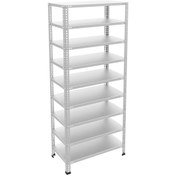 Resim RafBurada 9 Katlı Galvaniz Çelik Raf - Depo, Arşiv, Kiler, Dosya, Market Rafı 43x75 Cm-300 Cm-1.00 Mm 