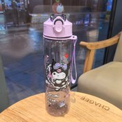 Resim 800ml/27oz Sanrio Kuromi & Hello Kitty Şeffaf Spor Su Matarası, Sızdırmaz Kapaklı ve Taşıma Askılı, Sevimli Karakter Tasarımı ile Fitness, Koşu veya Ona Hediye için, Spor Salonu İçin Su Matarası, Eğlenceli Tasarım, Şeffaf İçecek Kabı 