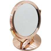 Resim Yuvarlak 7 İnç Çap:17.5cm Makyaj Aynası Çift Taraflı Bronz - Gümüş Pls.çerçeve Sabit Ayak 
