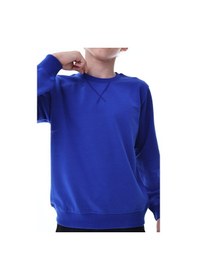 Resim Mavi Erkek Çocuk Sweatshirt Rahat Kalıp Pamuklu İki İplik Kumaş Mavi 