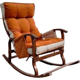 Resim Mobil Deco Ceviz Sultan Lüx Ahşap Çift Minderli Çift Cepli Sallanan Sandalye Kiremit/krem 