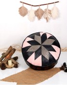Resim Ottoman Pouffe İskandinav El Yapımı Hakiki Kuzu Derisi Bohem Bahçe Balkon Bungalov Puf Minder 60x30cm(DOLGULU) 
