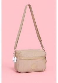 Resim Westbag Kadın Çapraz Askılı Üç Gözlü Fermuarlı Krinkıl Günlük Omuz Çantası 2'li Set Bej - Taba 