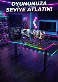 Resim Karr Gaming G-Flex Elektrikli Yükseklik Ayarlı RGB Aydınlatmalı Oyuncu Masası - 160x80 - Siyah 