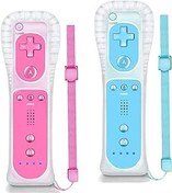 Resim NC Controller 2 Pack, Replacement for Wii Remote Controller, Compatible with Nintendo Wii/Wii U,with Silicone Case and Wrist Strap. (Blue & Pink) 