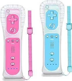 Resim NC Controller 2 Pack, Replacement for Wii Remote Controller, Compatible with Nintendo Wii/Wii U,with Silicone Case and Wrist Strap. (Blue & Pink) 